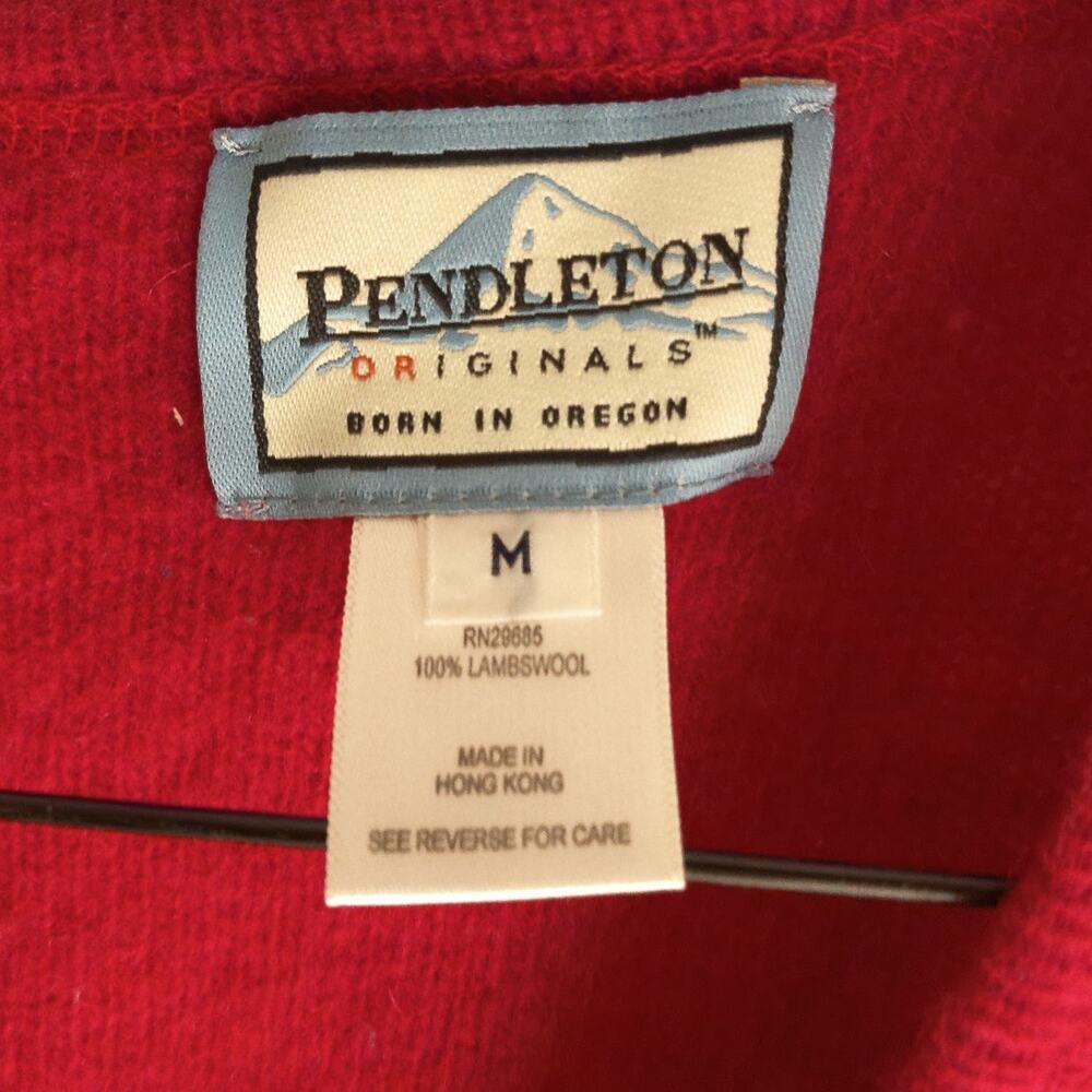 Vintage Pendleton Red Wool Vest Embroidered Pine Trees Acorns Fall 90s Medium - Picture 5 of 6